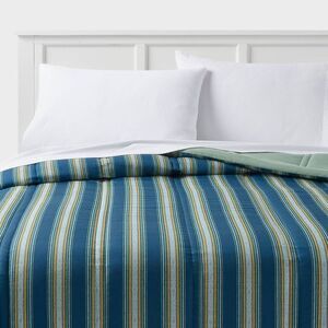 Room Essentials - Full/Queen Lofty Microfiber Comforter Navy Striped Navy